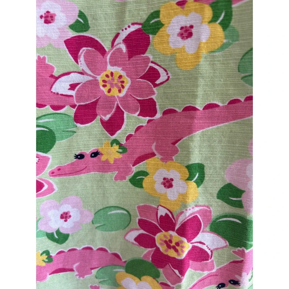 Gymboree Island Lilly Girls Green Floral Pink Alligator shift‎ Dress, Size4